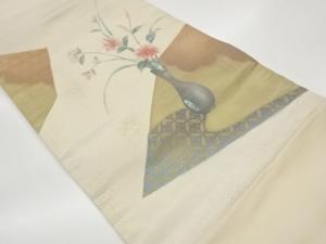 金彩螺鈿花瓶に花々古典柄模様名古屋帯